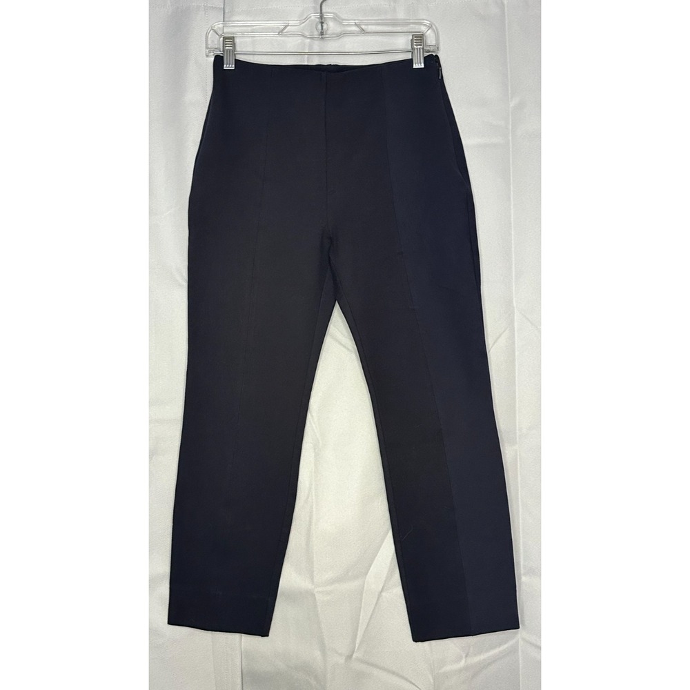 Quince NWT Ultra-Stretch Ponte Pintuck Ankle Pants Navy Petite L Side Zip